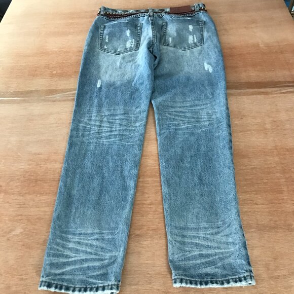 One Teaspoon Awesome Baggies Jeans Women 26 Blue Medium Rise Aztec Metal Accent - Picture 2 of 13